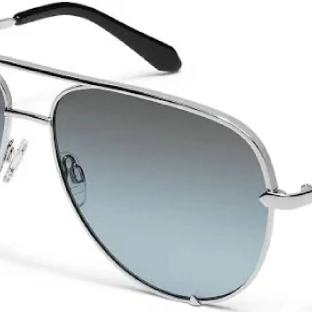 New Quay Unisex High Key Silver/Grey Light Turquoise Oversize Aviator Sunglasses